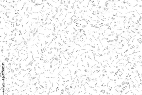 Mathematics, chemistry, physics. hand-drawn. scientific, educational expressions and equations.
