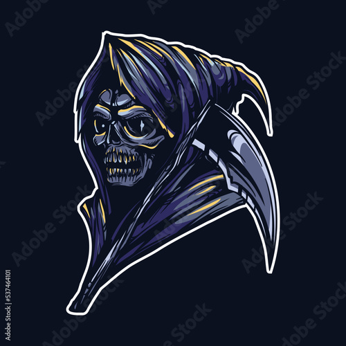 Skull Grim Reaper Head Illustration
