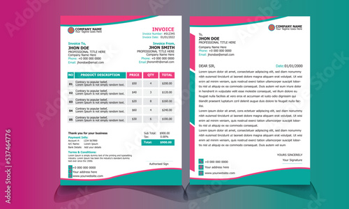 corporate business invoice and letterhead design