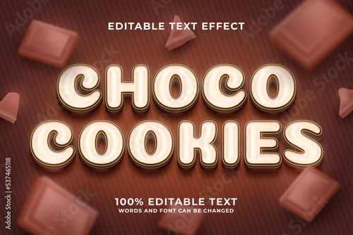 Modern 3d Choco cookies editable text effect