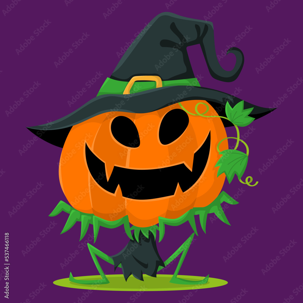 Scary pumpkin witch illustration