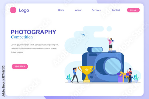 Photo competition illustration vector landing page. Photography Competition