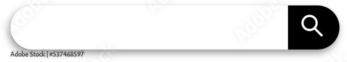 Search bar with shadow on transparent background. Search engine box user interface. photo