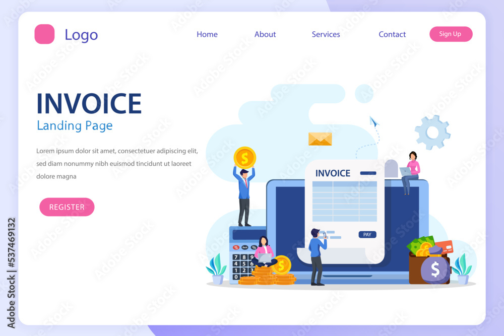 Online digital invoices concept vector. Sending and Receiving Payment using Electronic Invoice.