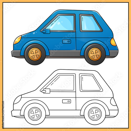 Coloring Page Outline Of cartoon passenger car or machine. Images transport or vehicle for children. Coloring book for kids