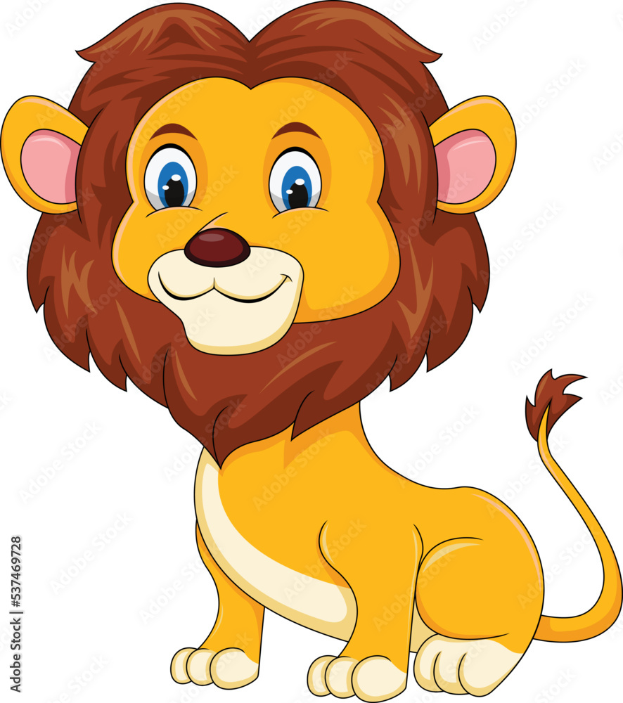 Lion cute and friendly cartoon vector illustration Stock Vector | Adobe ...