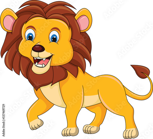 Lion cute and friendly cartoon vector illustration