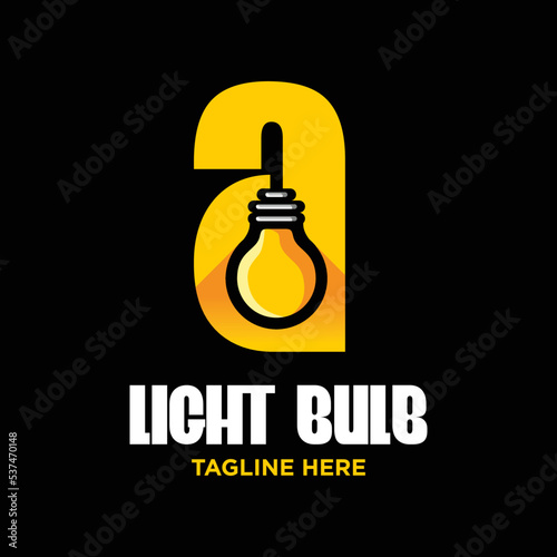 Letter A Bulb Logo Design Template Inspiration, Vector Illustration.