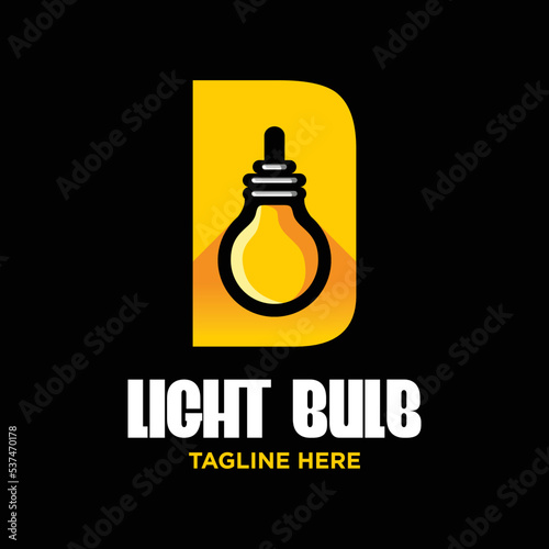 Letter D Bulb Logo Design Template Inspiration, Vector Illustration.