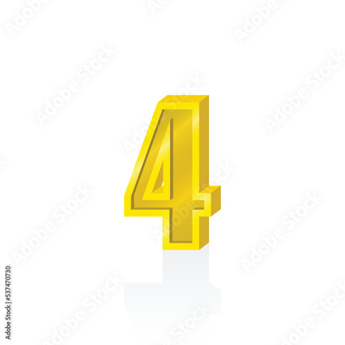 3d gold number 4 vector graphics
