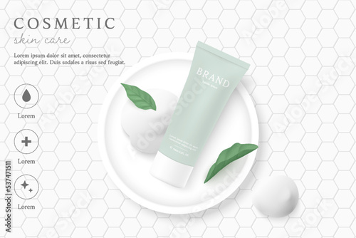 Facial cleanser on bathroom background with foam.
