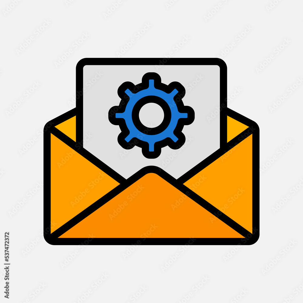 Settings icon in filled line style about email, use for website mobile app presentation Settings icon in filled line style about email, use for website mobile app presentation
