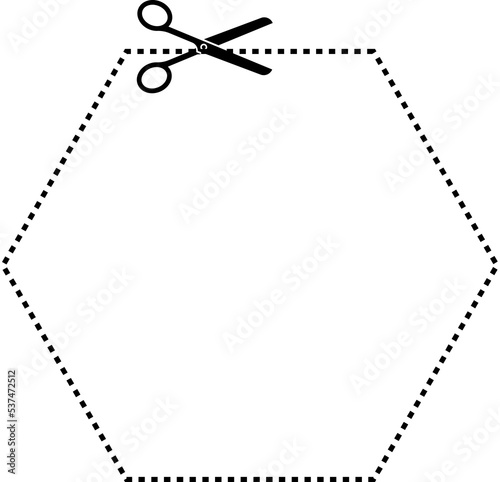 Scissors cut lines silhouette. Scissors with cut lines