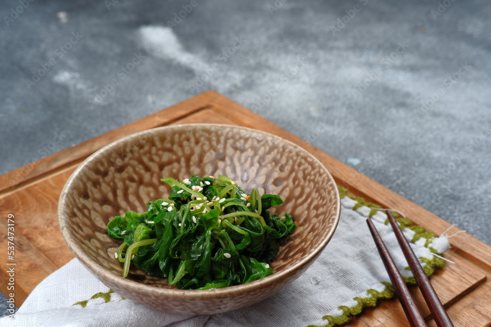 Korean food-mixed soy sauce and spinach with sesame,Korean spinach side