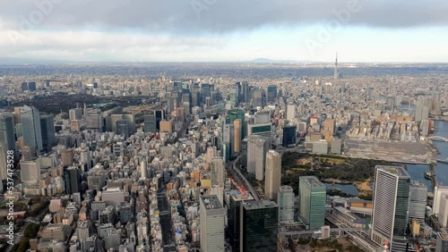 Wallpaper Mural 東京上空をヘリコプターで撮影 日比谷・銀座・虎ノ門・浜離宮恩賜庭園・築地 Torontodigital.ca