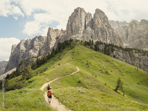 View of hiker in mountains