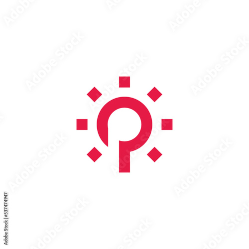 letter p power sun symbol logo vector