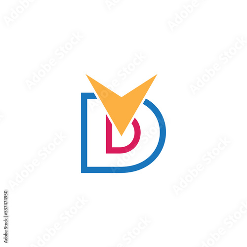letter vd pointing arrow colorful logo vector photo