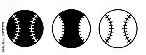 baseball sports icons set in flat style design. Stock symbol collection vector