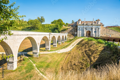 View at the Aqueduct with Udine Gate in the streets of Palmanova - Italy photo