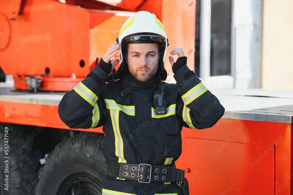 Obraz premium Fireman on duty,under exposed photo.