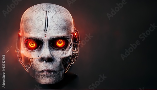 Premium AI Image  A scary face with glowing eyes is shown in a