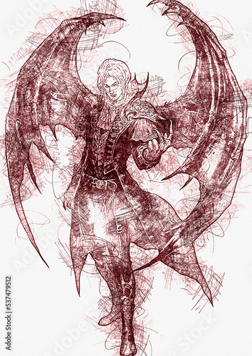 FLYING VAMPIRE SKETCH ILLUSTRATION POSTER IMAGE
