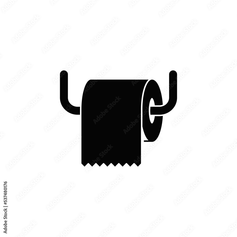 Toilet paper icon in black flat glyph, filled style isolated on white background Toilet paper icon in black flat glyph, filled style isolated on white background