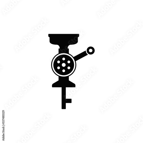 Meat grinder icon in black flat glyph, filled style isolated on white background