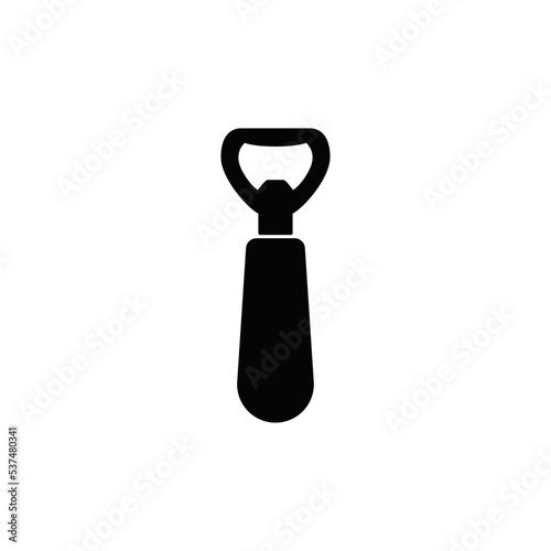 Bottle opener icon in black flat glyph, filled style isolated on white background