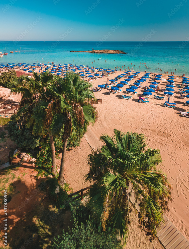Fig Tree Bay - the most famous beach in Protaras, Cyprus, loved by tourists and locals for its soft sand and clear blue water