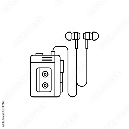 Portable music cassette player icon in line style icon, isolated on white background