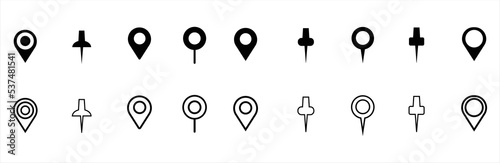 Pin Location icon. Simple map pin. Set of map pin icons. Modern map markers. location pin sign. Map pin place marker. Vector illustration.