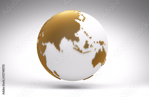 Golden and white earth globe on light background - 3D illustration © peterschreiber.media