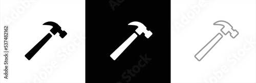 Hammer icon. Hammer icon set. Hammer button symbol. Filled flat sign. Vector illustration.