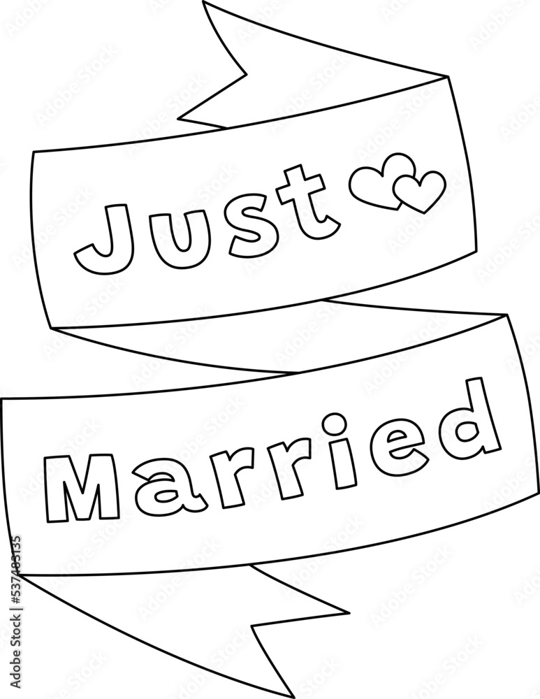 Just Married Isolated Coloring Page for Kids Stock Vector | Adobe Stock