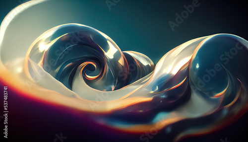 Liquid mercury dynamic glossy fluid abstract sci-fi tech background. Trendy 3D digital illustration.