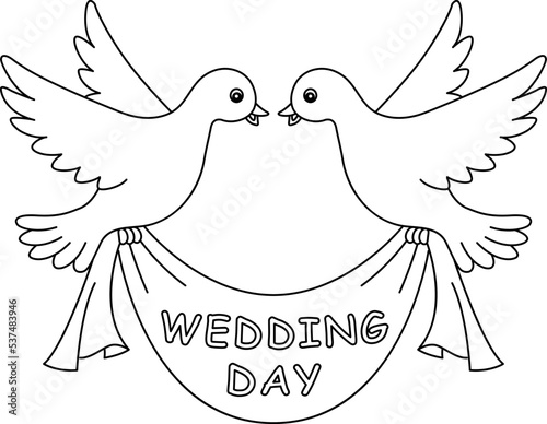 Wedding Day Dove Isolated Coloring Page for Kids