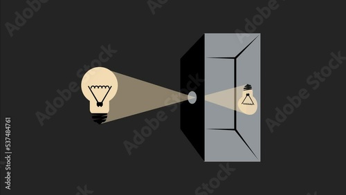 flat animation camera obscura. 2d motion optics