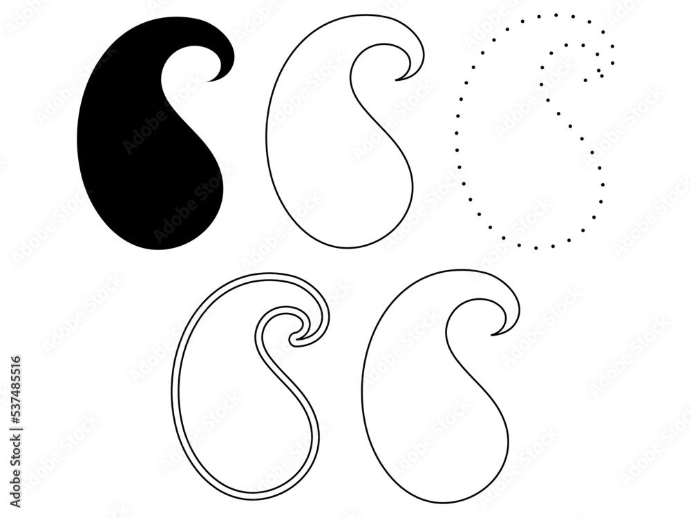 Paisley templates, shapes. Isolated vector, png, illustration