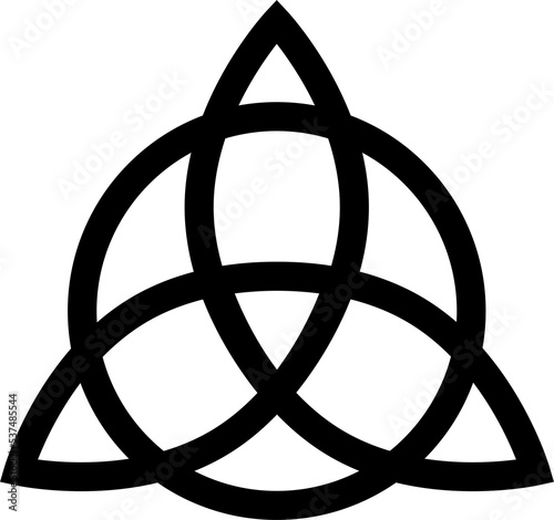 Triquetra symbol on transparent background. Infinite loop sign interlocking with circle sign. flat style.