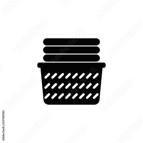 Basket clean cloth icon in black flat glyph, filled style isolated on white background