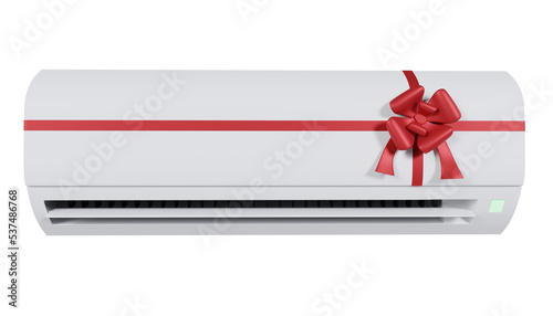 air conditioner indoor unit with gift ribbon transparent background 3d render