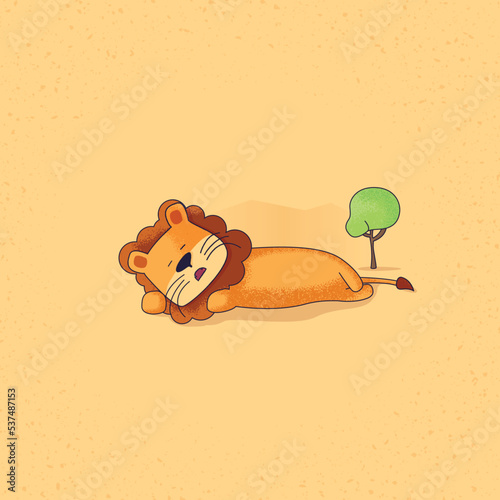 Lion cartoon enjoying life