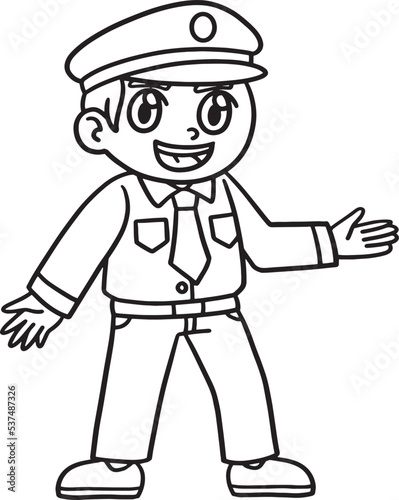Policeman Isolated Coloring Page for Kids