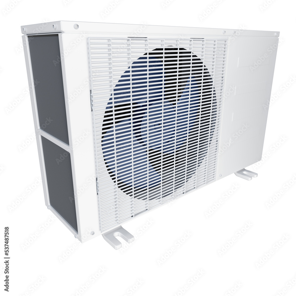 outdoor air conditioning unit from different sides transparent background 3d render outdoor air conditioning unit from different sides transparent background 3d render