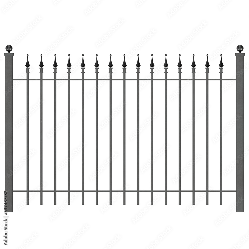 3d rendering illustration of an iron fence 3d rendering illustration of an iron fence
