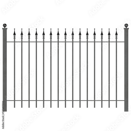 3d rendering illustration of an iron fence