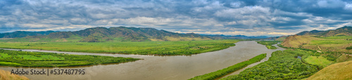 View of the Selenga River from Mount Omulevaya near the city of Ulan-Ude  Republic of Buryatia  Russia.