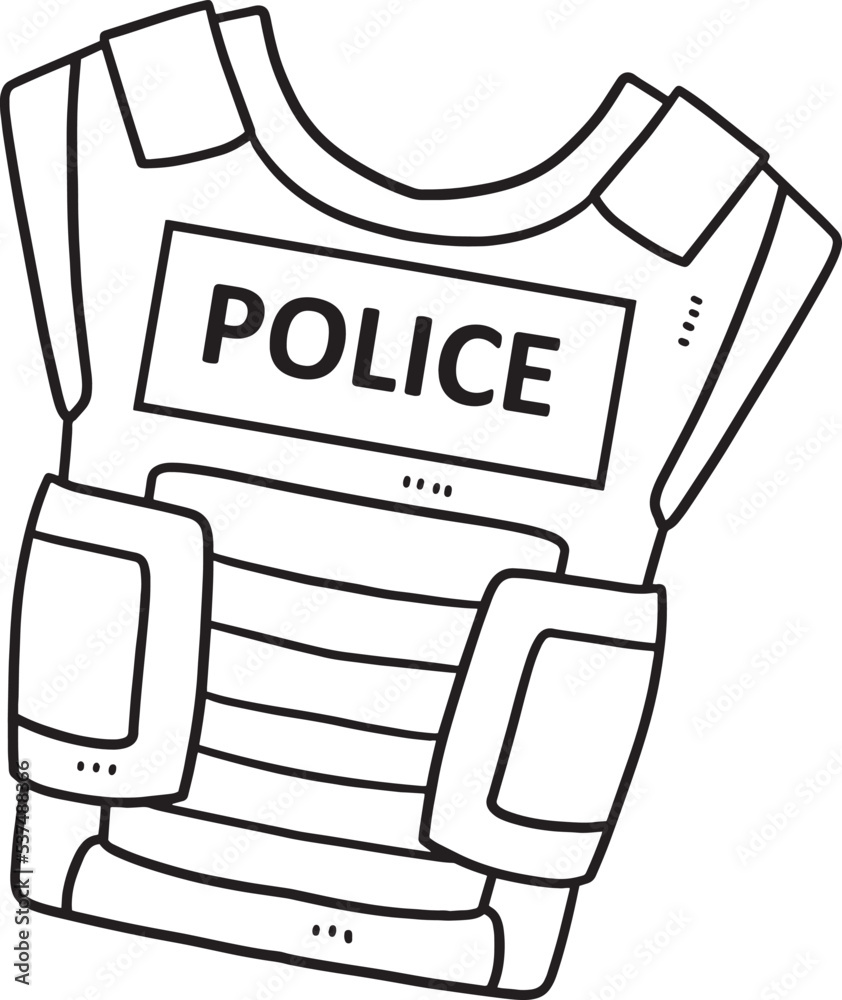 Police Bulletproof Vest Isolated Coloring Page Police Bulletproof Vest Isolated Coloring Page